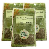 Kit 3 Chá Verde Importado Verdadeira Camellia Sinensis Erva Seca 100 gr cada Chá com Chá