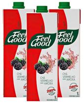 kit 3 Chá Vermelho E Amora Feel Good Zero Açúcar 1l 1000ml kit 3 Chá Vermelho E Amora Feel Good Zero Açúcar 1l 1000ml