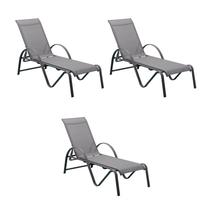 Kit 3 Chaise Búzios Grafite Alumínio