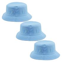 Kit 3 Chapéu Bucket Hat Liso Azul Claro Masculino E Feminino