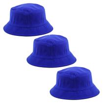 Kit 3 Chapéu Bucket Hat Liso Azul Royal Masculino E Feminino