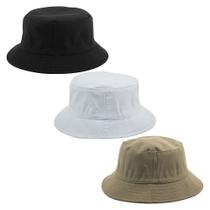 Kit 3 Chapéu Bucket Hat Liso Preto, Branco E Caqui - Unissex