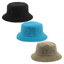 Kit 3 Chapeu Bucket Hat Liso Unissex Preto, Azul E Caqui