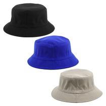 Kit 3 Chapeu Bucket Liso Unissex - Preto, Azul Royal E Bege