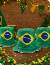 Kit 3 Chapéu Cartola Brasil Verde e Amarelo Copa Torcida