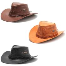 Kit 3 Chapéu Country Em Couro De Cowboy Boiadeiro