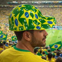 Kit 3 Chapéus de Plástico Estilo Boné Copa do Mundo Brasil