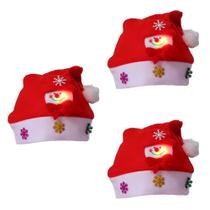 Kit 3 Chapéus Gorro Natal Papai Noel E Boneco Neve Led Luzes - Casa Voiréti