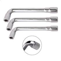 Kit 3 Chave Biela Tipo L Perfurada 15,16,17mm, Parafuso Longo, Aço Especial, Abertura da Boca Calibrada Kit 3 Chave Biela Tipo L Perfurada 15,16,17mm, Parafuso Longo, Aço Especial, Abertura da Boca Calibrada