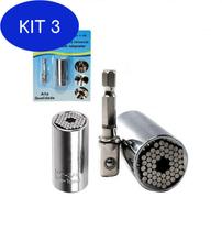 Kit 3 Chave Canhão Soquete Universal ¼'' a ¾'' 7mm 19mm