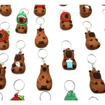 Kit 3 Chaveiros Capivara De Borracha Silicone Sortido Lembrancinha