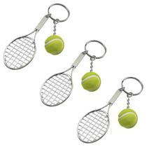Kit 3 Chaveiros Pingente Mini Raquete De Tênis Com Bolinha Kit 3 Chaveiros Pingente Mini Raquete De Tênis Com Bolinha