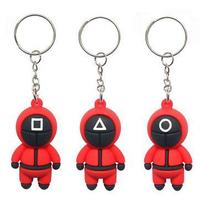 Kit 3 chaveiros round 6 squid games circulo quadrado triangulo