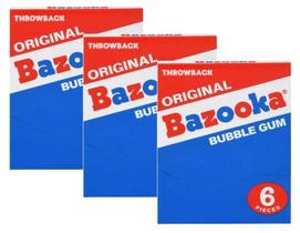 Kit 3 chiclete bazooka bubble gum blue raspberry 36g