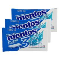 Kit 3 Chiclete Mentos Pure Fresh 3 Sabor Fresh Mint Sem Açúcar 8,5g com 5 Unidades Kit 3 Chiclete Mentos Pure Fresh 3 Sabor Fresh Mint Sem Açúcar 8,5g com 5 Unidades