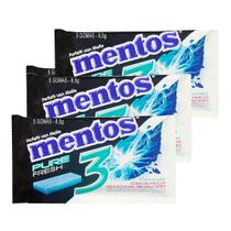Kit 3 Chiclete Mentos Pure Fresh 3 Sabor Strong Mint Sem Açúcar 8,5g com 5 Unidades Kit 3 Chiclete Mentos Pure Fresh 3 Sabor Strong Mint Sem Açúcar 8,5g com 5 Unidades