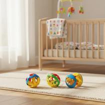 Kit 3 Chocalhos Divertido Bolinha Torre Macia Bebe Brinquedo infantil coloridos