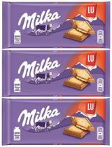 KIT 3 Chocolate Ao Leite Com Biscoito Lu Milka Pacote 87g