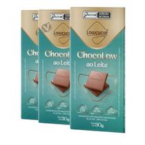 Kit 3 Chocolate Chocolow Zero Lactose Diet Sem Açucar ao leite 30g Lowçucar