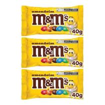 Kit 3 Chocolate Confeito M&Ms Amendoim 40g