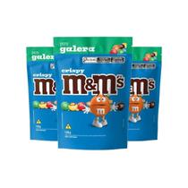 Kit 3 Chocolate Confeito M&Ms Pouch 120G Crispy Flocos de Arroz Crocante Mars MMs M&M's