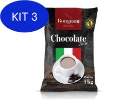 Kit 3 Chocolate Itália Com Leite Bongusto 1Kg Para Maquina