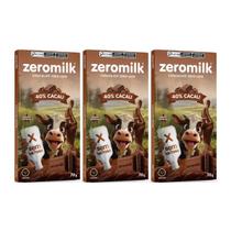 Kit 3 chocolate natural sem lactose 40% cacau 70g zeromilk