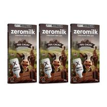 Kit 3 chocolate natural zero lactose 70% cacau 70g zeromilk