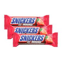 Kit 3 Chocolate Snickers Morango Mars 42g Kit 3 Chocolate Snickers Morango Mars 42g