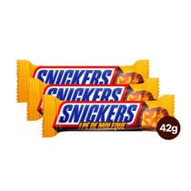 Kit 3 Chocolate Snickers Pé De Moleque Mars 42g Kit 3 Chocolate Snickers Pé De Moleque Mars 42g