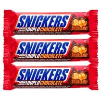 Kit 3 Chocolate Snickers Sabor Duplo Chocolate 42g