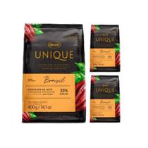 Kit 3 Chocolate Unique Ao Leite 35% Cacau Gotas 400g Harald
