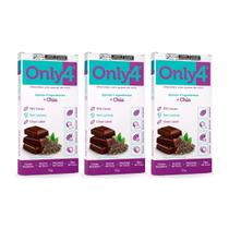 Kit 3 chocolate vegano 70% com chia 70g 4 ingredientes only4 Kit 3 chocolate vegano 70% com chia 70g 4 ingredientes only4