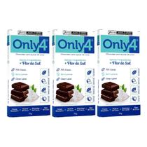 KIT 3 CHOCOLATE VEGANO COM FLOR DE SAL 70% CACAU ONLY4 70g