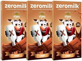 kit 3 Chocolate Vegano Sem Leite 40% Cacau Crisp - Zeromilk 80g cada