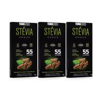 Kit 3 chocolate vegano zero açucar 55% cacau 70g steviachoco