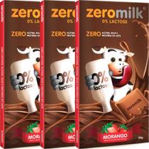 Kit 3 Chocolate ZeroMilk Morango Tudo Zero Leite 80g Vegano