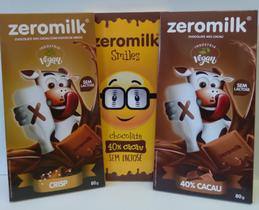 kit 3 Chocolates Vegano Sem Lactose 40% Cacau - Zeromilk 80g DIVERSOS - Tudo Zero Leite