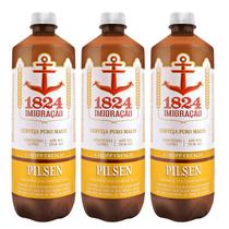 Kit 3 Chopp Pilsen Cerveja Puro Malte Imigração 1824 1L Growler