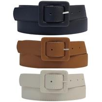 Kit 3 Cinto Feminino 3cm Fivela Encapada Moda Atual Inverno Verão