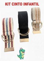 kit 3 cinto infantil correia lona barato fivela argola