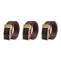 Kit 3 Cinto Masculino De Nylon Com Fivela - 3 Marrom - 120Cm