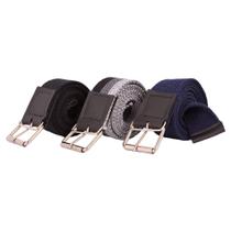 kit 3 cinto masculino largo lona fivela pino