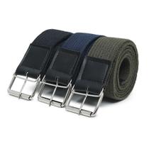 Kit 3 Cinto Plus Size Lona Gorgurao Liso Masculino Ajuste Fivela Reforçada Aço Detalhe Em Couro