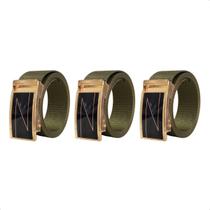 Kit 3 Cinto Social Masculino De Nylon 1,20m Com Fivela Catraca Dourada De Metal Linha Premium Enviamos Hoje Mesmo