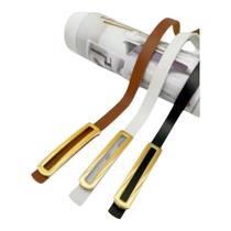 Kit 3 Cintos Feminino Fino Com Fivela Retangular Dourada
