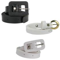 Kit 3 Cintos Feminino Fivelas Quadrada, Dourada E Retangular