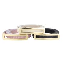Kit 3 Cintos Femininos Dourado Fivela Alongada Material Premium Luxo Sofisticado