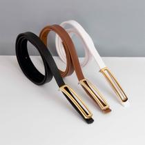 Kit 3 Cintos Femininos Fino Fivela Retangular Elegante Top Kit 3 Cintos Femininos Fino Fivela Retangular Elegante Top