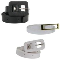 Kit 3 Cintos Femininos Fivela Quadrada, Dourada E Retangular